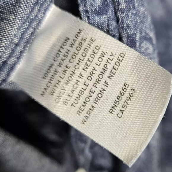 1901 Tropical Denim Look Blue Button Down Shirt Mens Size XL - Picture 6 of 6